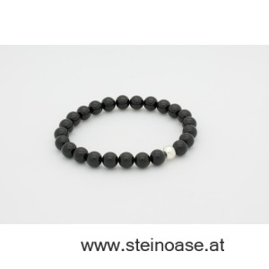 Herren Armband SCHÖRL Turmalin, 8mm, Silber, Gr.XL